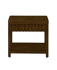 Streamdale Furniture 25" Rectangular Farmhouse End Table with Storage Shelf, Sofa Side Table with Solid Wood Legs for Living Room, Bedroom, Office, Wa