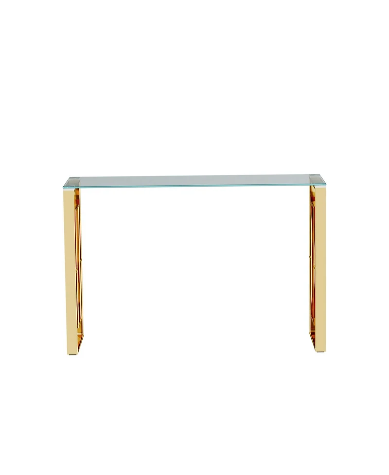 Streamdale Furniture Console Table Stainless Steel Glass, Meal side table Golden Clear bs-02