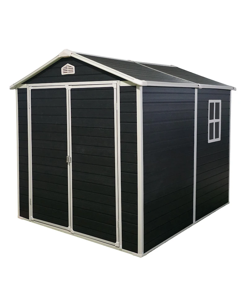 6x8ft Resin Outdoor Storage Shed Kit-Perfect to Store Patio Furniture, Black