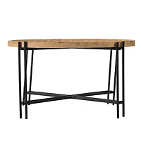 Streamdale Furniture D32" x 18" Farmhouse Round Wooden Round Coffee Table with Metal Legs