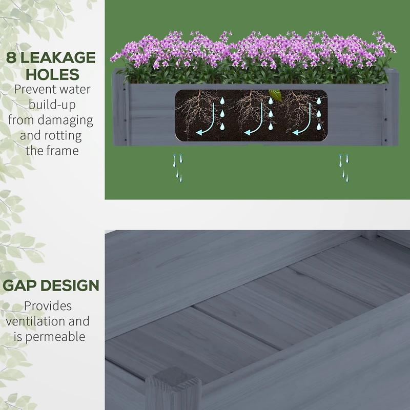 34"x34"x28" Raised Garden Bed, 2-Tier Elevated Wood Planter Box for Backyard, Patio to Grow Vegetables, Herbs, and Flowers, Gray