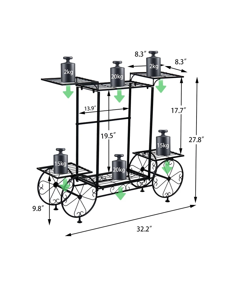 Unho Garden Wrought Iron Plant Stand 6 Tiers Flower Pots Display Rack Home Garden Decor