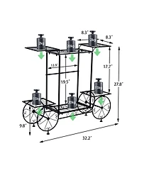 Unho Garden Wrought Iron Plant Stand 6 Tiers Flower Pots Display Rack Home Garden Decor