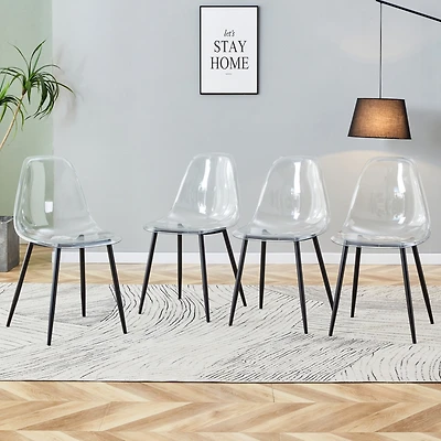 Streamdale Furniture Modern minimalist transparent dining chair, plastic chair, armless crystal chair, Nordic creative makeup stool, negotiation chair