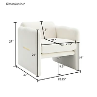 Simplie Fun Arm Chair with waved arms, Metal decoration on both side arms, Accent chair for Primary Living Space, Living room, Bedroom, Teddy Fabric,