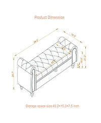 Streamdale Navy Velvet Tufted Storage Chaise