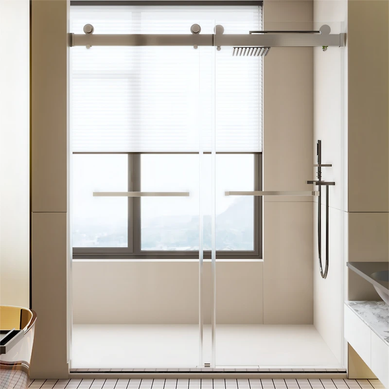 Streamdale Chrome Frameless Sliding Shower Door with Soft-Close