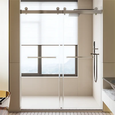 Streamdale Chrome Frameless Sliding Shower Door with Soft-Close