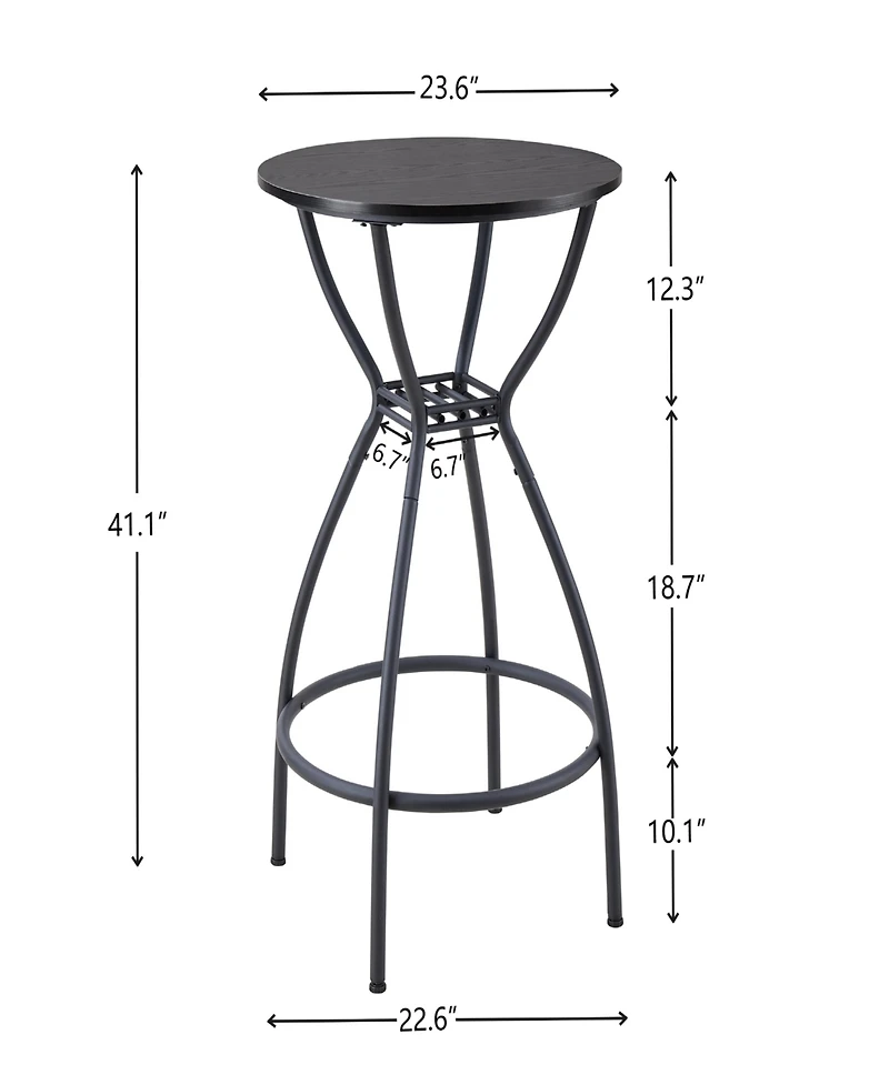 3 Bar Table and Chairs Set for Dining Room Industrial Counter Height Bar Chairs with Metal Back, Fabric Seat