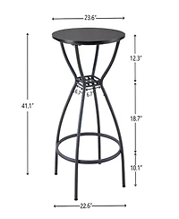 3 Bar Table and Chairs Set for Dining Room Industrial Counter Height Bar Chairs with Metal Back, Fabric Seat