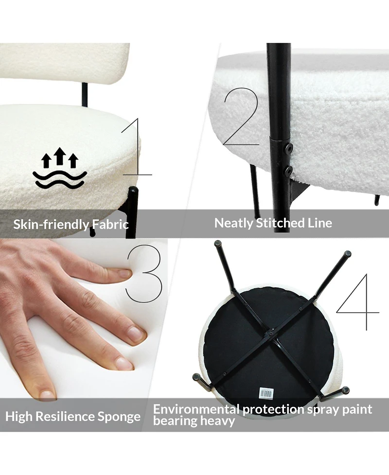 Streamdale Furniture Scalable Dining Table Table Set for 4-8 Person for Dining Room, Curved Backrest Round Upholstered Soft padded armless dining chai