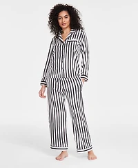 I.n.c. International Concepts Women's 2-Pc. Piped-Trim Satin Pajamas Set, Created for Macy's