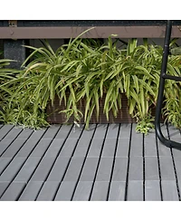 30 Pcs Interlocking Deck Tiles Striped Pattern, 12" x 12" Square Light Gray Acacia Hardwood Outdoor Flooring for Patio, Bancony, Pool Side,.
