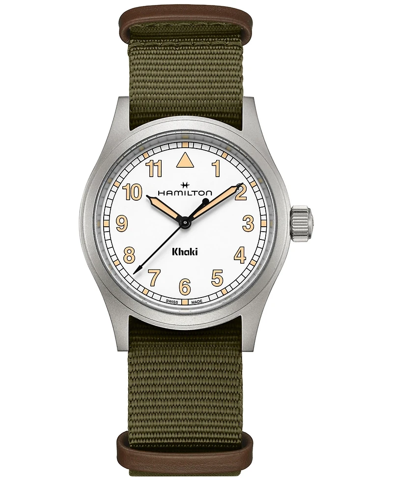 Hamilton Men's Swiss Khaki Field Green Textile Strap Watch 38mm
