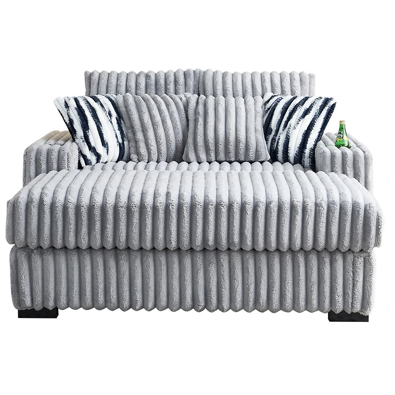 Streamdale Loveseat with Ottoman, Back & Toss Pillows, Bluetooth Speaker & Wireless Charger