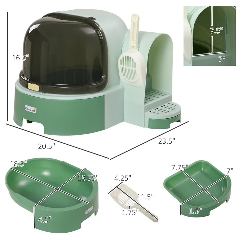 Streamdale Furniture Cat Litter Box with Lid, Covered Litter Box, Easy to Clean & Open Including Openable Front Cover, Litter Scoop, Green