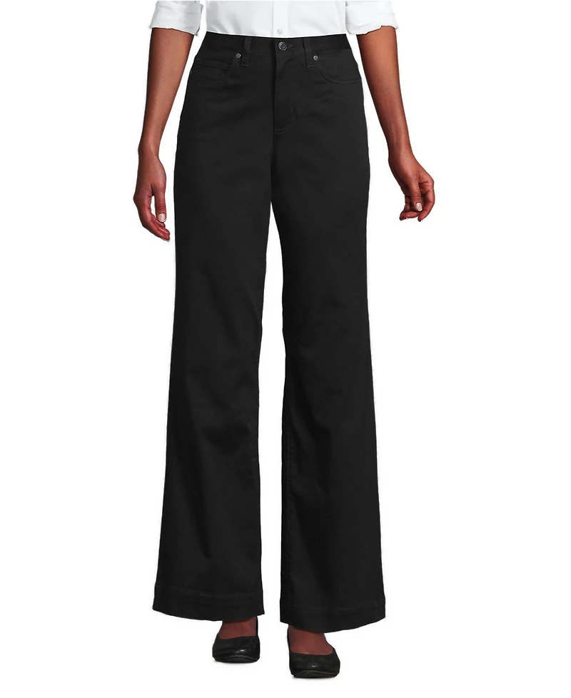 Lands' End Petite High Rise 5 Pocket Wide Leg Pants