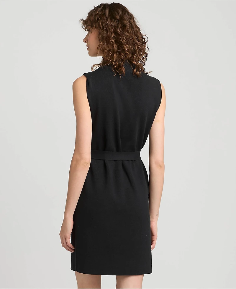 Lands' End Women's Cotton Blend Short Sleeve Mock Neck Sweater Dress
