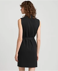 Lands' End Women's Cotton Blend Short Sleeve Mock Neck Sweater Dress