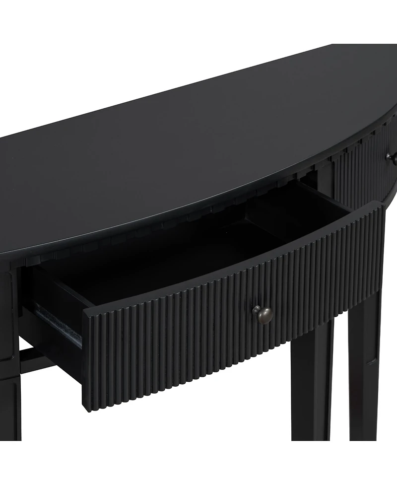 Simplie Fun Distinctive Features of Pine Veneer Console Table with Vertical Stripe Drawer Fronts and Four Legs