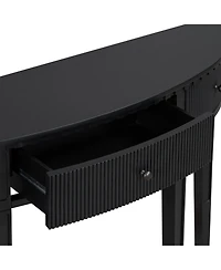 Simplie Fun Distinctive Features of Pine Veneer Console Table with Vertical Stripe Drawer Fronts and Four Legs