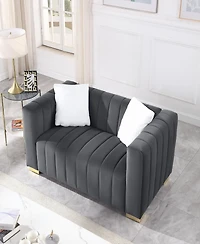 Streamdale Furniture A modern channel sofa take on a traditional Chesterfield, Grey color, loveseater