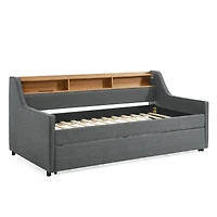 Streamdale Adjustable Linen Sofa Bed with Led Lights and Storage