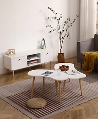 Streamdale Furniture Nut Shape Coffee Table with Solid Wood Legs, 35x21 Inches