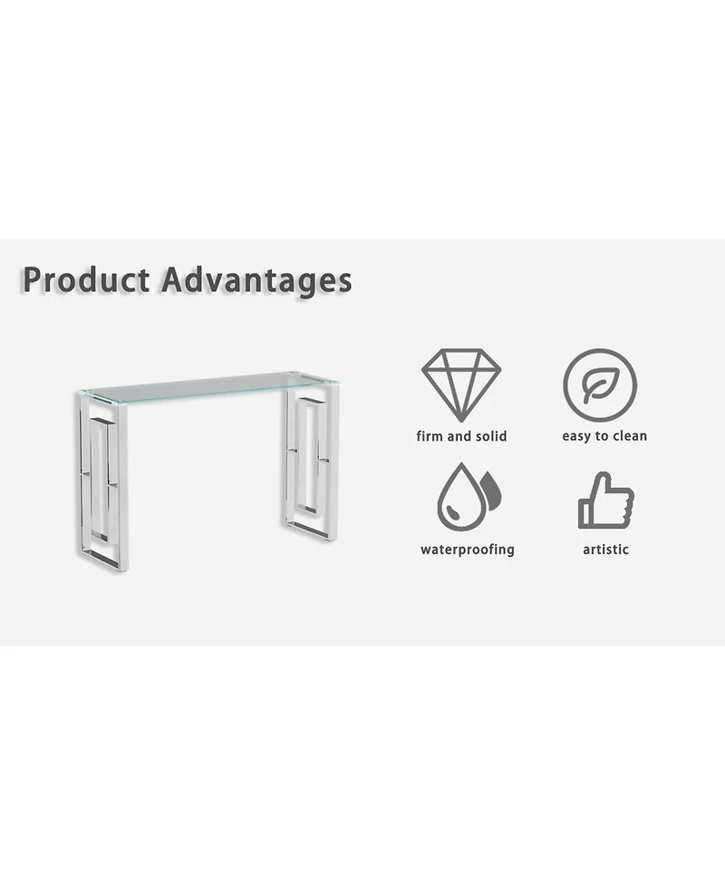 Streamdale Stainless Steel Glass Console Table