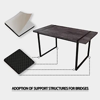 Streamdale Furniture 59" Rural Industrial Rectangular Mdf Black Dining Table Set and Pu Armless Dining Chair Set, 6 pieces. Kitchen Black Metal Table