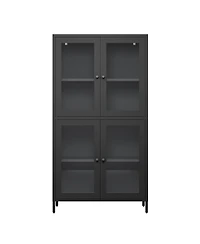 Streamdale Furniture Classic Metal Storage Cabinet Display Cabinet with 4 Glass Doors 4 Shelves Cabinet Bookcase Side Cabinet for Home Office Living R
