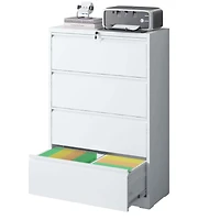 Streamdale Furniture Lateral File Cabinet 4 Drawer, White Filing Cabinet with Lock, Lockable File Cabinet for Home Office, Locking Metal File Cabinet