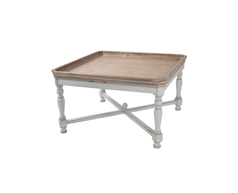 Simplie Fun 33x33x19" Square Alcott coffee Table, French Countory Tray Table