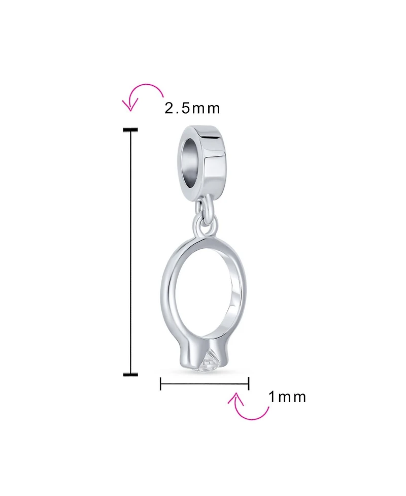 Bling Jewelry Ring Dangle Charm Bead Cubic Zirconia .925 Sterling Silver