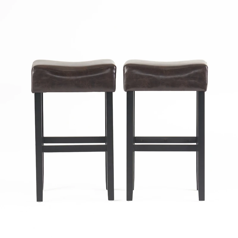 Simplie Fun 30-Inch Bonded Leather Backless Bar Stool (Set Of 2), Brown