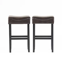 Simplie Fun 30-Inch Bonded Leather Backless Bar Stool (Set Of 2), Brown