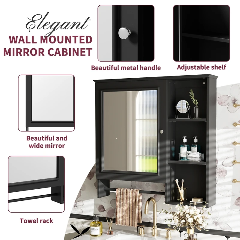Wall Mounted Bathroom Storage Cabinet, Medicine Cabinets with large mirror door