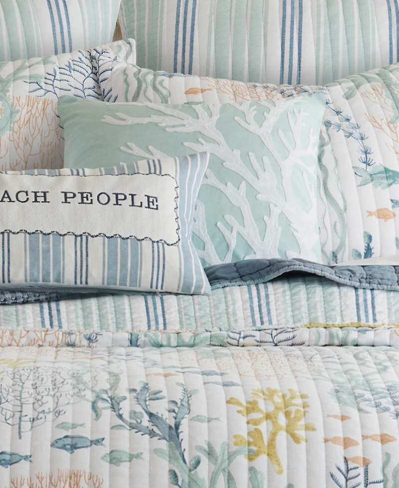 Levtex Ocean Meadow Coral Embroidered Decorative Pillow, 18" x 18"