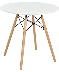 Streamdale Furniture 31.5" Round Dining Table Kitchen Table White Dining Table with White Mdf desktop and Solid wood legs .Modern Style Coffee Table L
