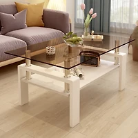 Streamdale Modern Brown Glass Coffee Table