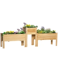Raised Garden Bed Set of 3, Wooden Elevated Planter Box with Legs and Bed Liner, for Backyard and Patio to Grow Vegetables, Herbs, and Flowers, Natura