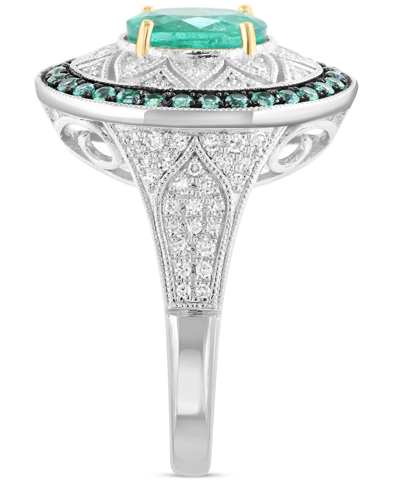 Effy Emerald (1-1/2 ct. t.w.) & Diamond (1/3 ct. t.w.) Ring in Sterling Silver
