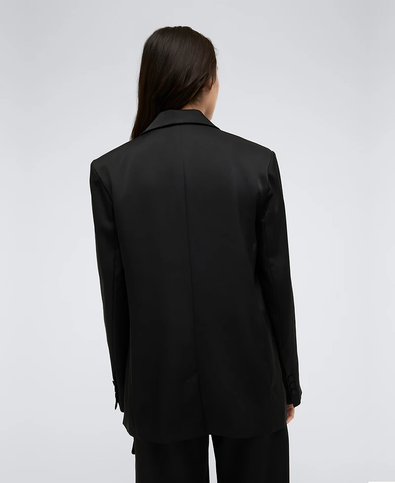 Kenneth Cole Women's One Button Notch Collar Satin Jacket