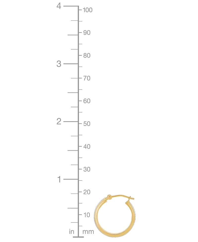 Polished & Textured Two-Tone Flex Tube Small Hoop Earrings in 10k Gold, 5/8"