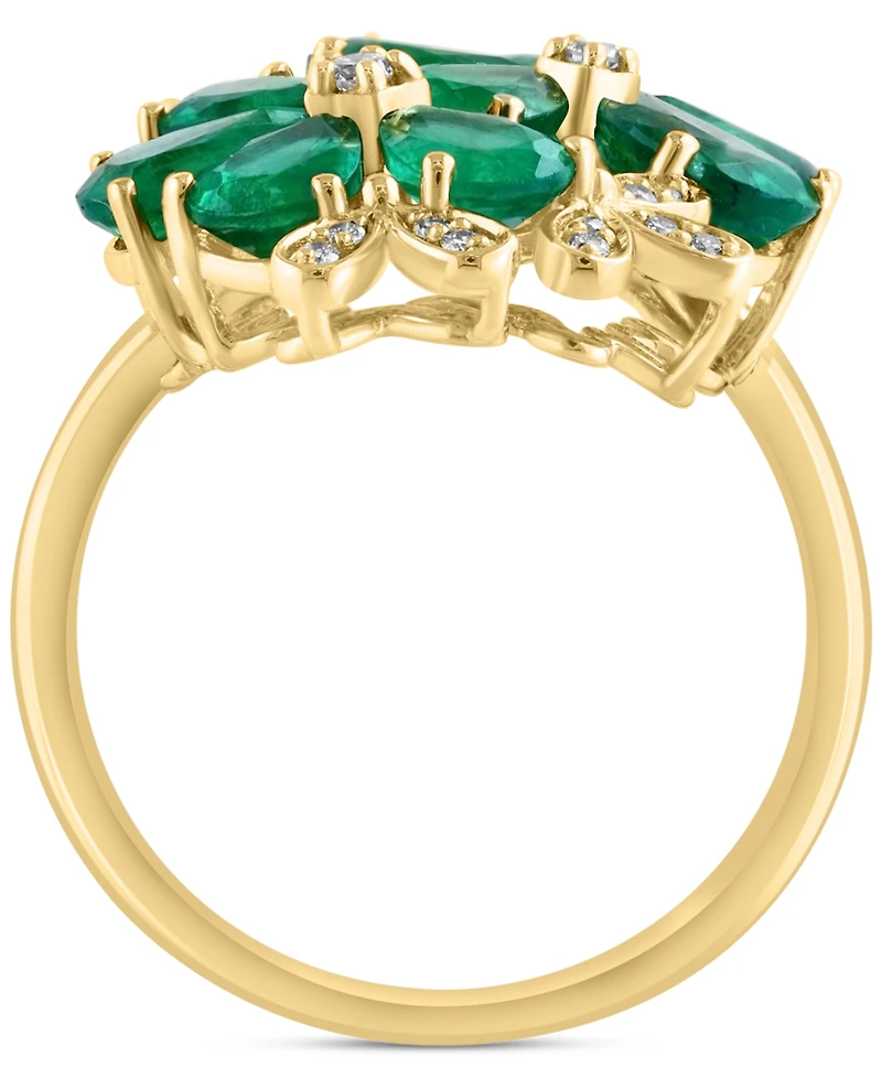 Effy Collection Diamond (1/6 ct. t.w.) & Emerald (3-3/4 ct. t.w.) Ring in 14k Yellow Gold