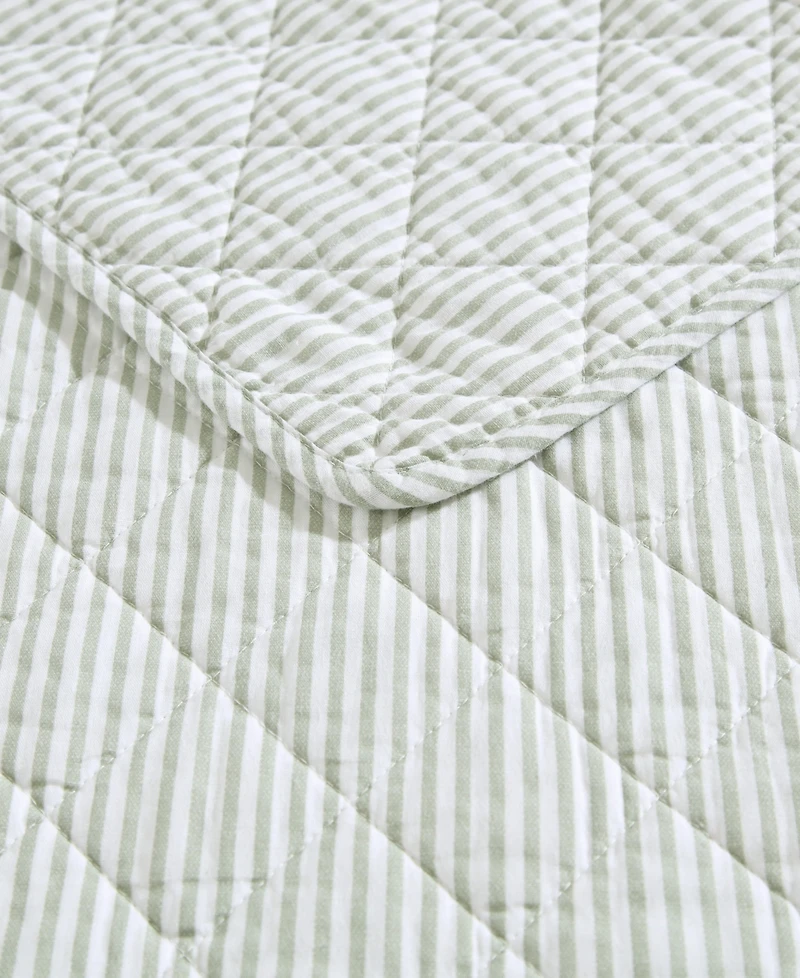 Laura Ashley Oxford Stripe Reversible 3-Pc. Quilt Set, King