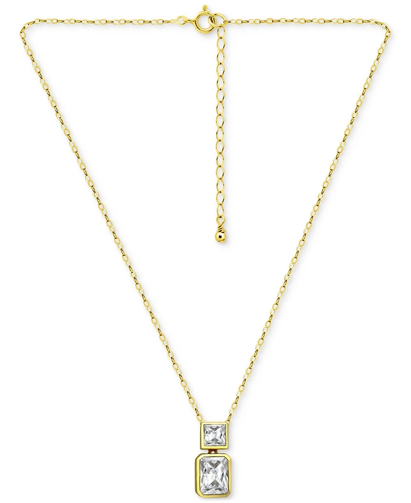 Giani Bernini Cubic Zirconia Octagon & Square Pendant Necklace 18k Gold-Plated Sterling Silver, 16" + 2" extender, Created for Macy's