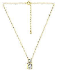 Giani Bernini Cubic Zirconia Octagon & Square Pendant Necklace 18k Gold-Plated Sterling Silver, 16" + 2" extender, Created for Macy's