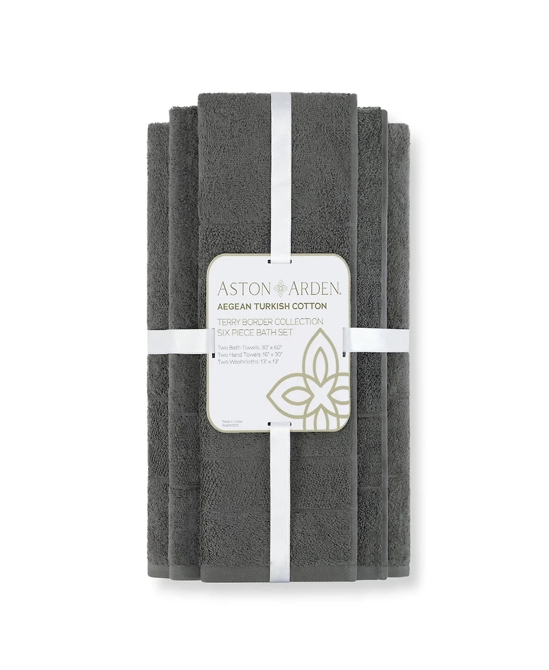 Aston and Arden Luxury Solid 6-Piece Bath Towel Set, 600 Gsm, Soft 100% Turkish Cotton Bathroom Towels, Made in Turkey, 2 Bath Towels, 2 Hand Towels,