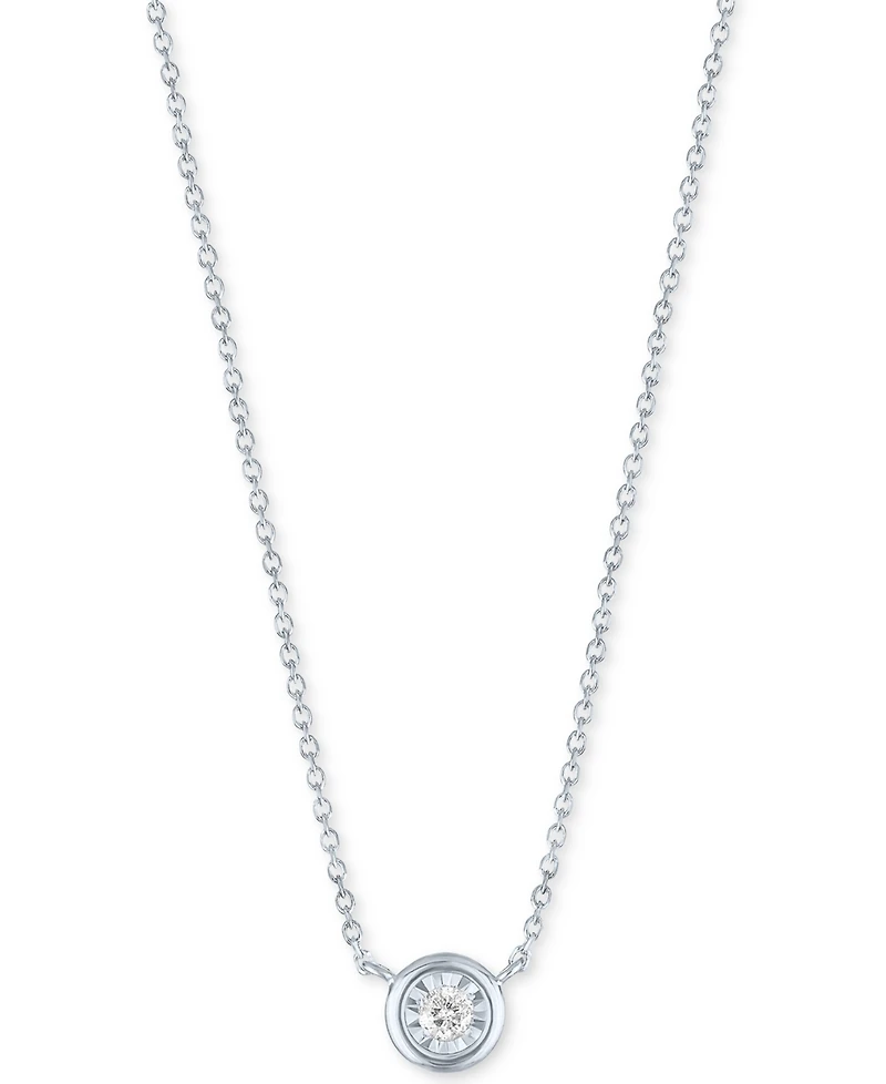 Diamond Bezel 18" Pendant Necklace (1/20 ct. t.w.) 10k White or Yellow Gold